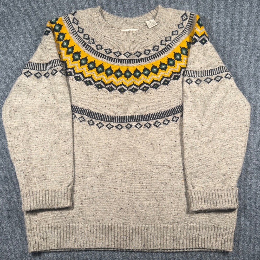 Weatherproof Vintage Mens XL Fair Isle Donegal Fleck Crewneck Sweater Oatmeal
